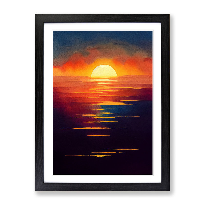 Endearing Sunset - Single Picture Frame Print, 64cm H x 46cm W, Black