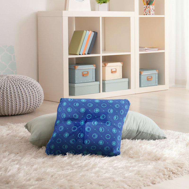 Coussin de sol à phases de lune classiques, 30 po x 30 po, Bleu/bleu sarcelle