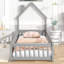 Lit simple pour tête de lit simple avec clôture, gris-951753068