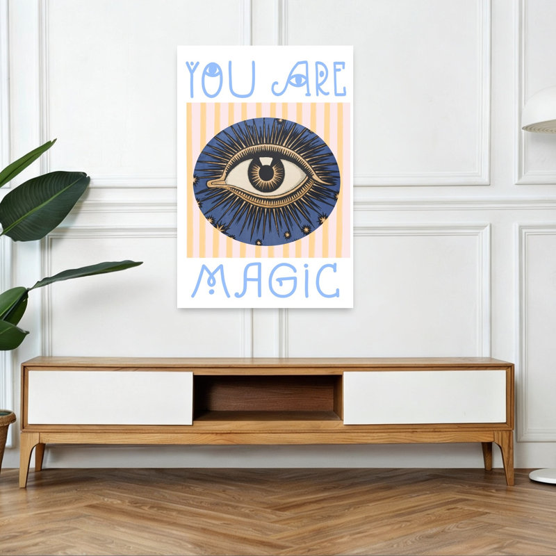 Affiche murale abstraite contemporaine de paysage naturel avec œil magique mystique, H 48 po x l 32 po