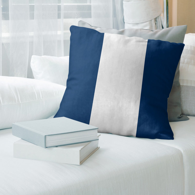 Striped Linen Reversible Throw Pillow, 20" x 20", Navy/White