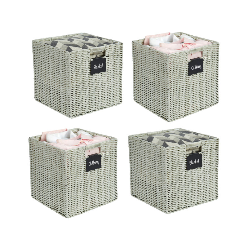 Ensemble de paniers pliables en osier, Vert