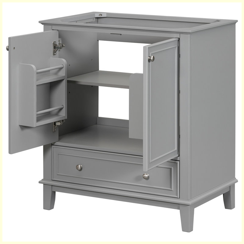 Armoire de salle de bain moderne moderne avec portes et tiroir, Gris