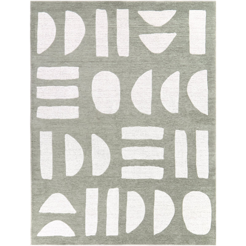 Tobin Green Modern Geometric Area Rug, Rectangle 7'10" x 10'