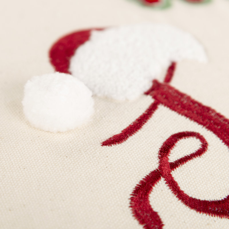 20"x20" Embroidered Holiday Cotton Square Throw Pillow
