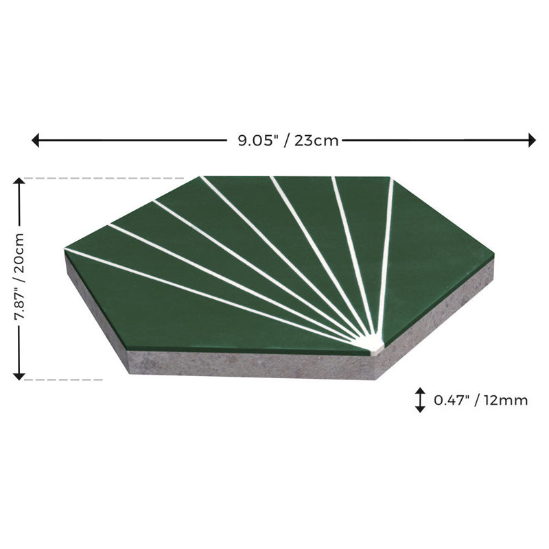 Spark C 7.87" x 9.09" Cement Patterned Wall & Floor Tile, Summer