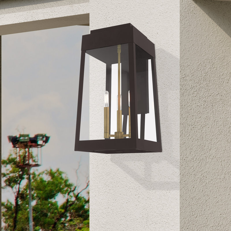 Lanterne murale d'extérieur à 3 ampoules Antionetta, H 20 po x l 10,5 po x P 12,75 po, Bronze