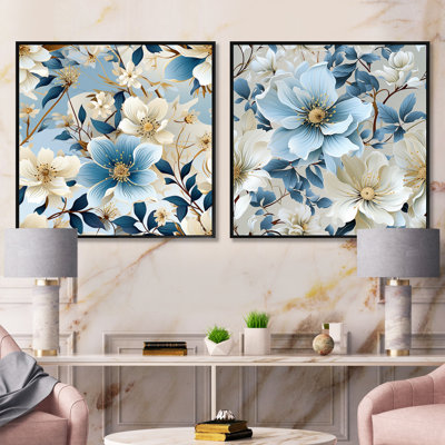 Gamache - Ensemble de 2 collages carrés floraux
