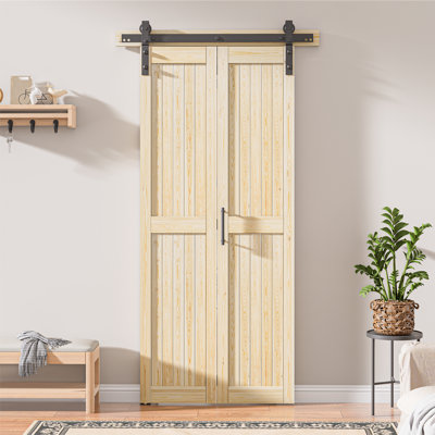 Porte pliante en bois de pin massif assemblé avec trousse de quincaillerie