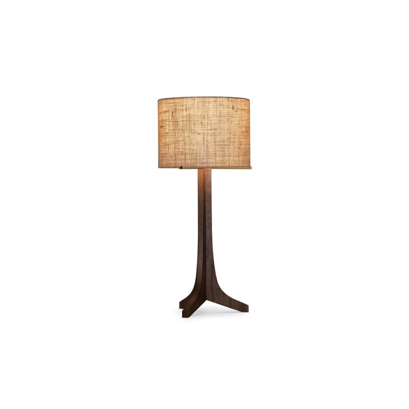 Lampe sur pied 59 po Nauta, Toile de jute, Laiton brossé / noyer teint foncé / blanc