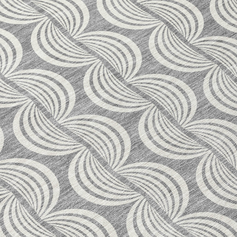 Gray 3' x 5' Washable Synthetic Indoor/Outdoor Rug