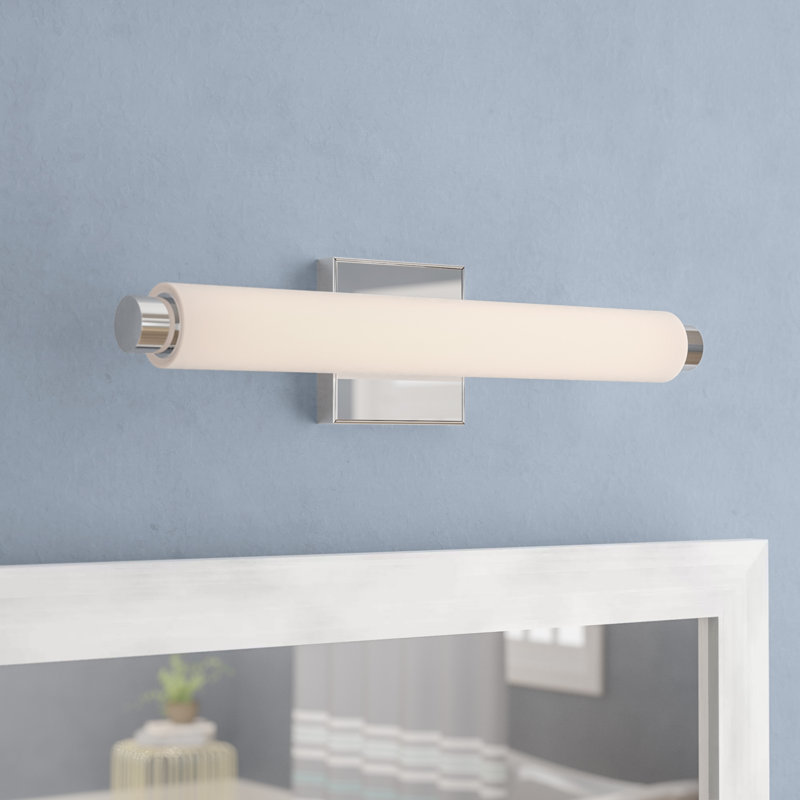 Barre d'éclairage de salle de bain 1 lumière DEL , Chrome poli, Plat