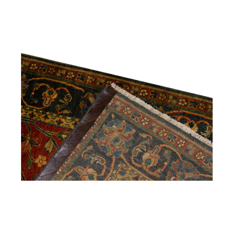 Tapis rouge et bleu noué à la main de haute qualité