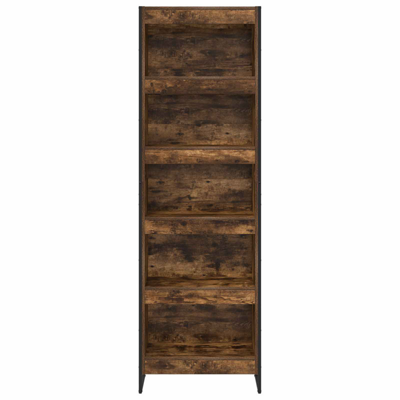 Steel Book Cabinet Bookcase, Smoke Oak, (5 Shelves) 189.5cm. H x 60cm. W x 30cm. D