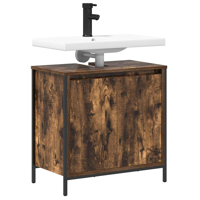 60mm Single Bathroom Vanity with Basin, Smoked Oak