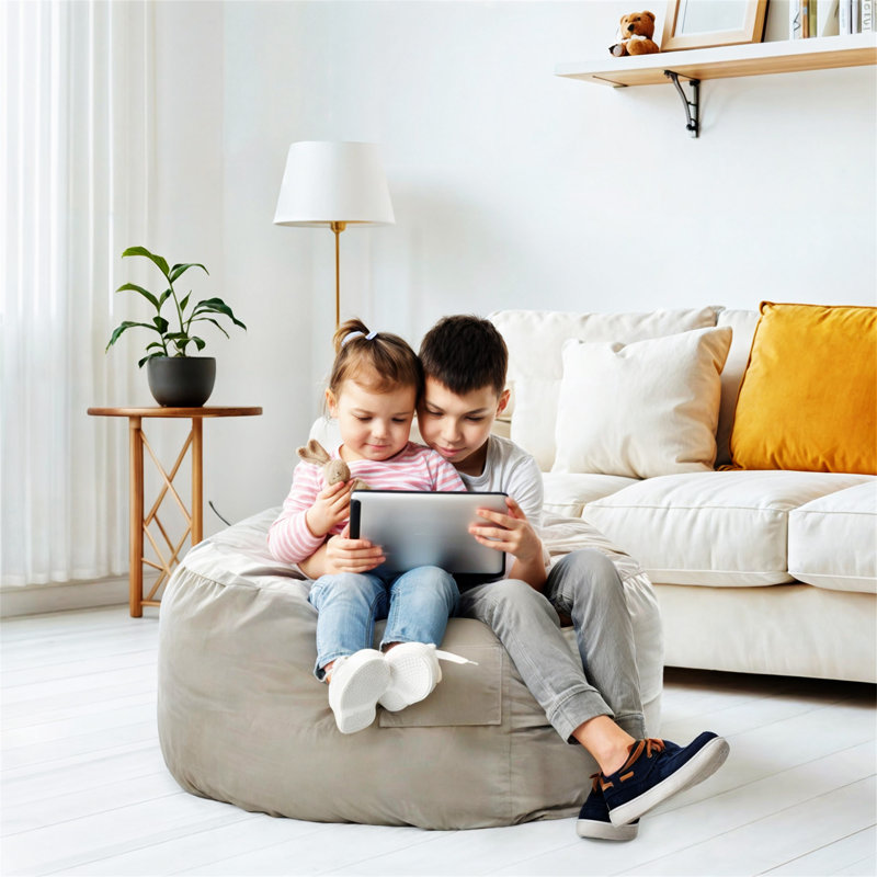 Fauteuil à billes 3 ', Tissu gris
