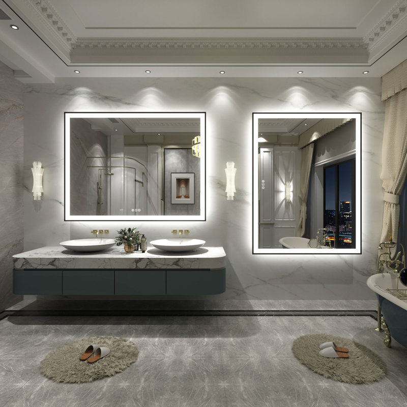 Aevar UL Certified Front & Back LED Anti-Fog Tempered Glass Framed Bathroom/Vanity Mirror with 3-Year Warranty, 51" x 40"