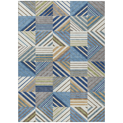Machine Washable Indoor/Outdoor Lanphear ACN2399 Patchwork Rug