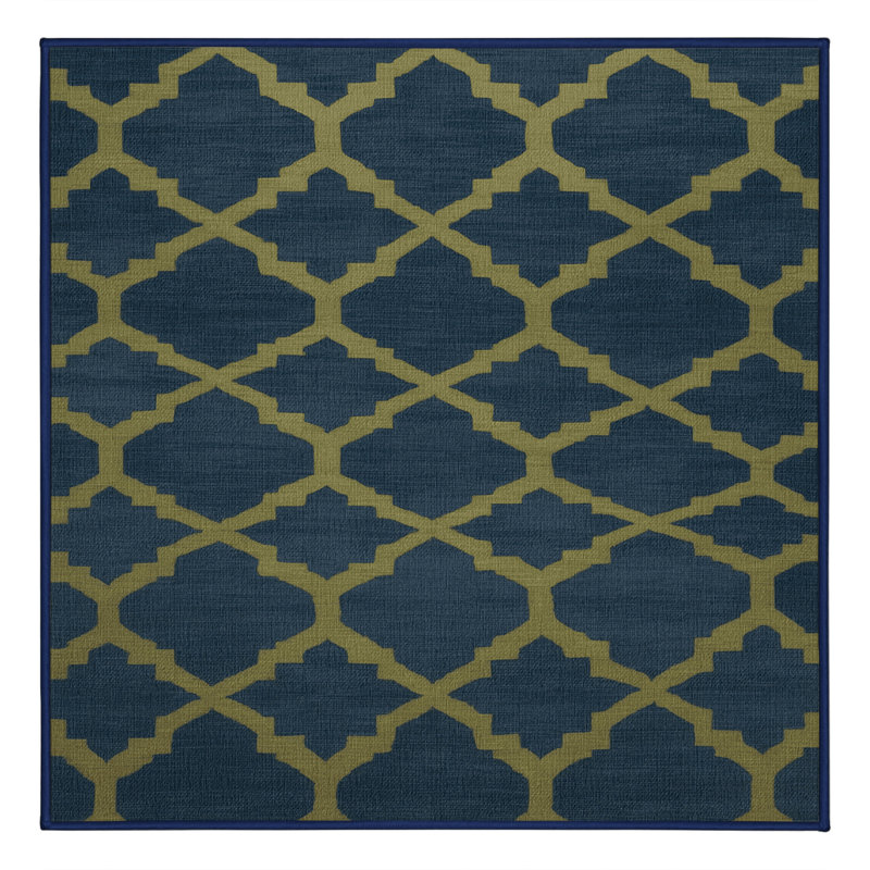 Machine Washable Trellis Gray Area Rug, Square 6'