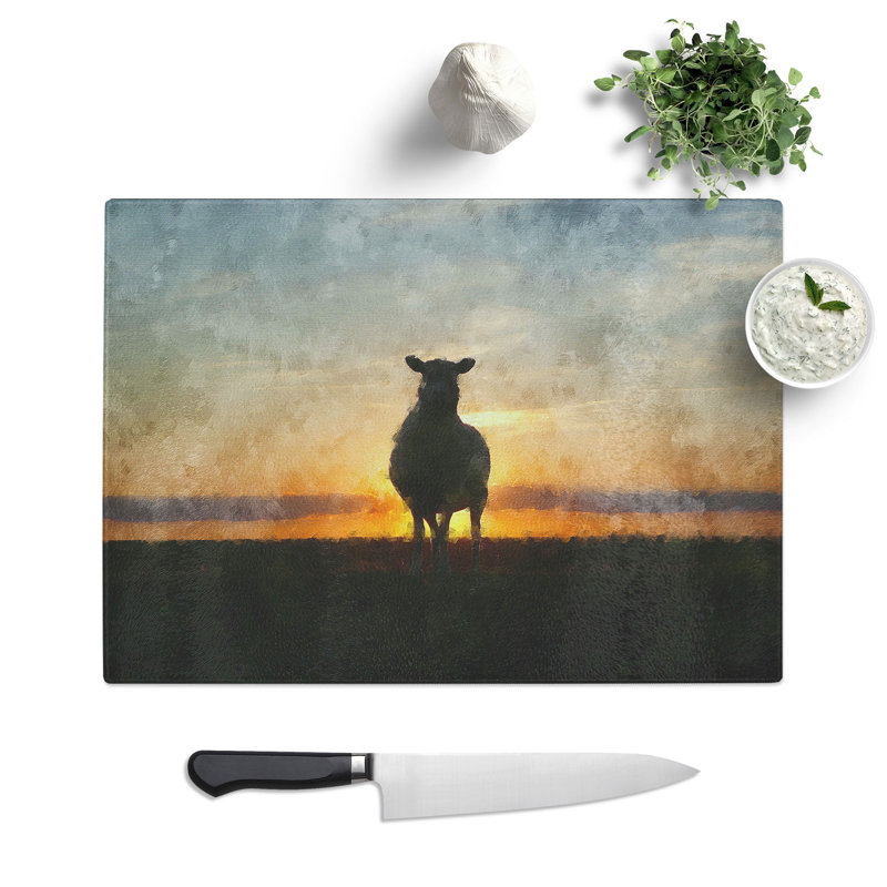 Sunset and Sheep Chopping Board, 28.5cm W x 39cm L