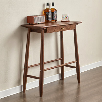 Black Walnut Color Solid Wood Rectangular Console Table