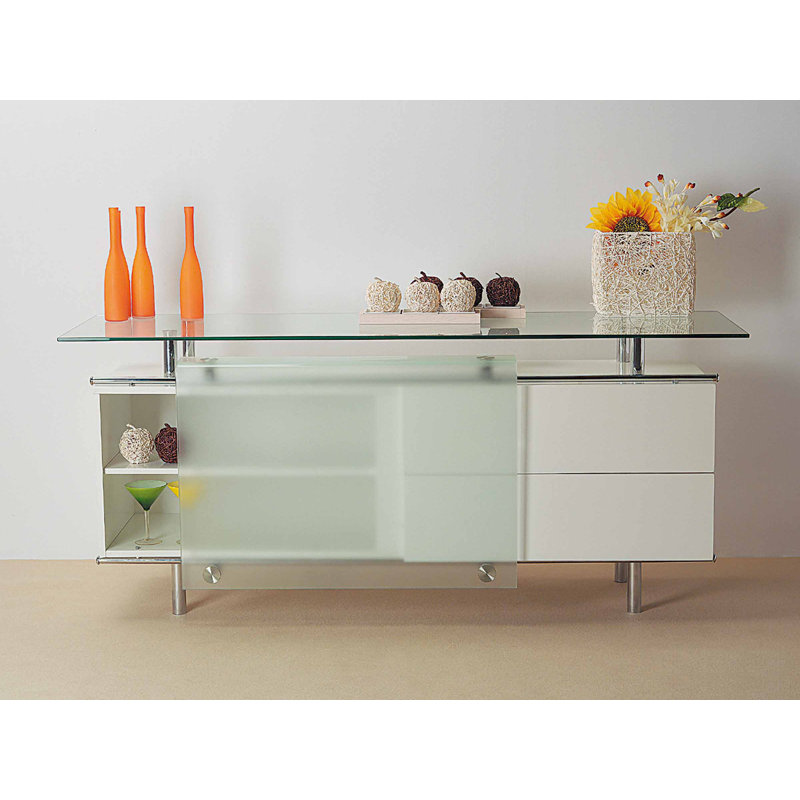 Rundle 71'' Sideboard, White/Clear