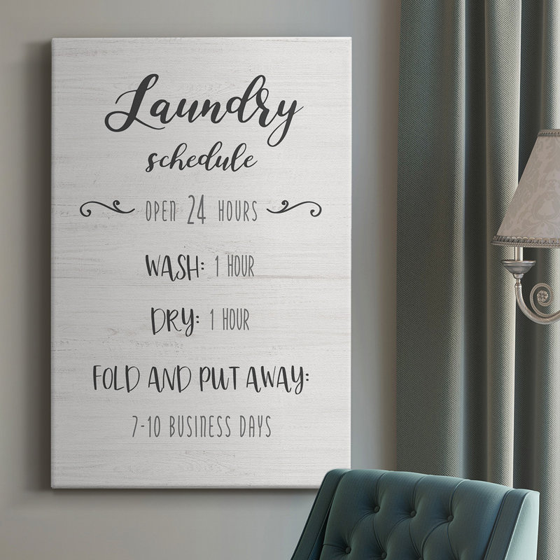 Laundry Time Horaire Premium, toile tendue avec châssis - prête à être accrochée, H 27 po x l 16 po x P 1,5 po