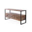 Meuble télé 60 pouces en bois recyclé avec tablette ouverte et 3 tiroirs, fini antique, bois massif, poids 34,3 kg, gris, largeur de l'emballage 56 cm