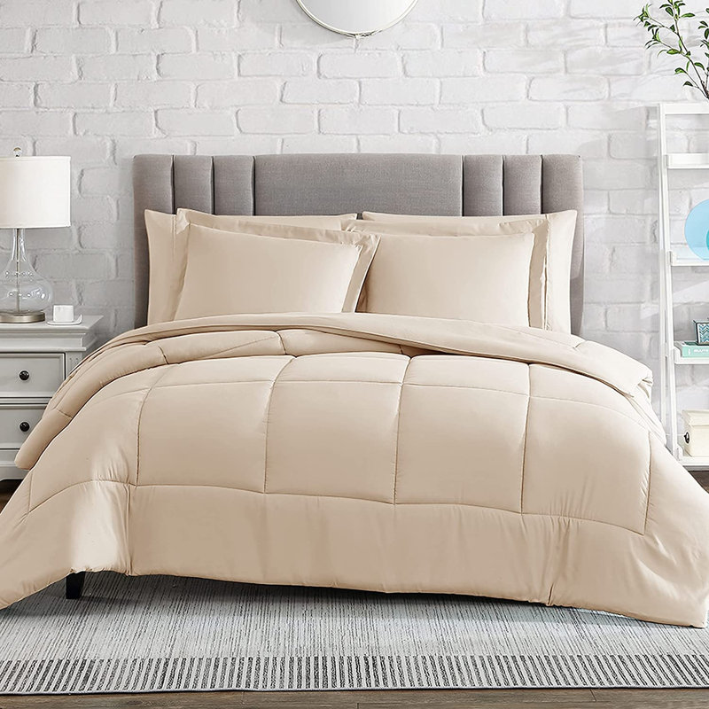 Ensemble d'édredon en microfibre , Ivoire, Édredon pour très grand lit + 2 très grandes ta