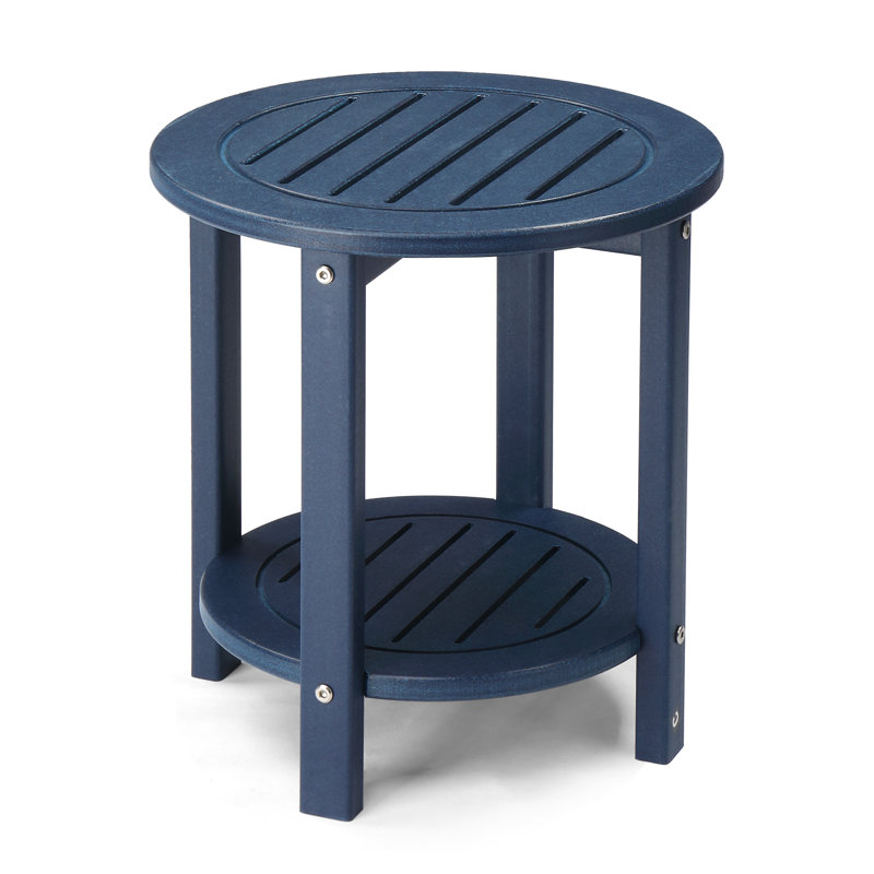 Table d'appoint ronde bleue en PEHD pour patio