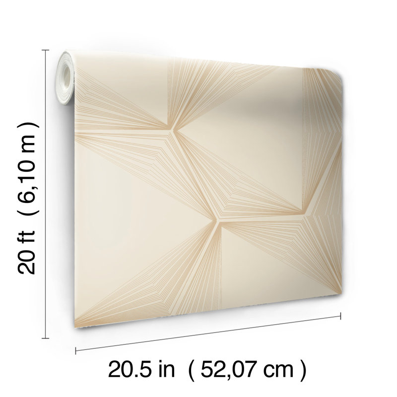 Geometric Peel & Stick Wallpaper Roll, Sand/Gold