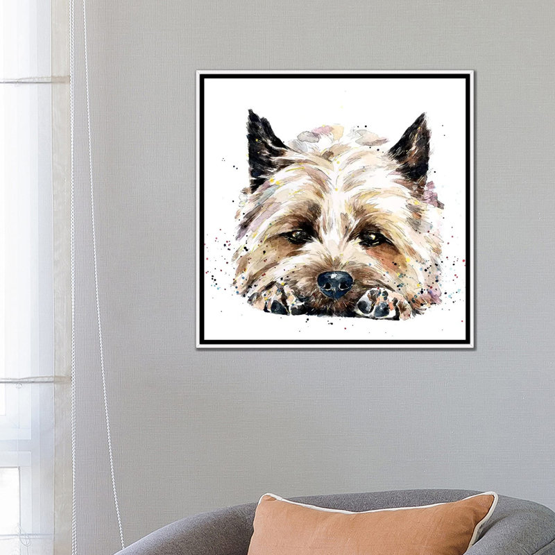 Impression Cairn terrier dans votre visage par Edwatercolours, Pas de tapis, H 26 po x l 26 po x P 1,5 po
