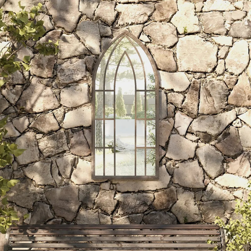 Morales Metal Flat Wall Mirror, 100cm H x 45cm W, Sand