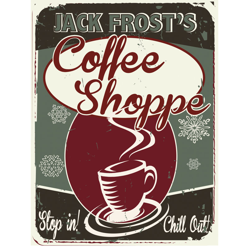 Plaque en métal Jack Frost's Coffee Shoppe, H 23,2 po x l 17,2 po x P 0,04 po