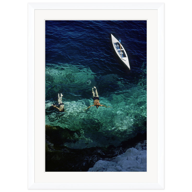 Capri Holiday Print by Slim Aarons, 59.5" H x 43.5" W x 1.5" D, White Single Picture Framed