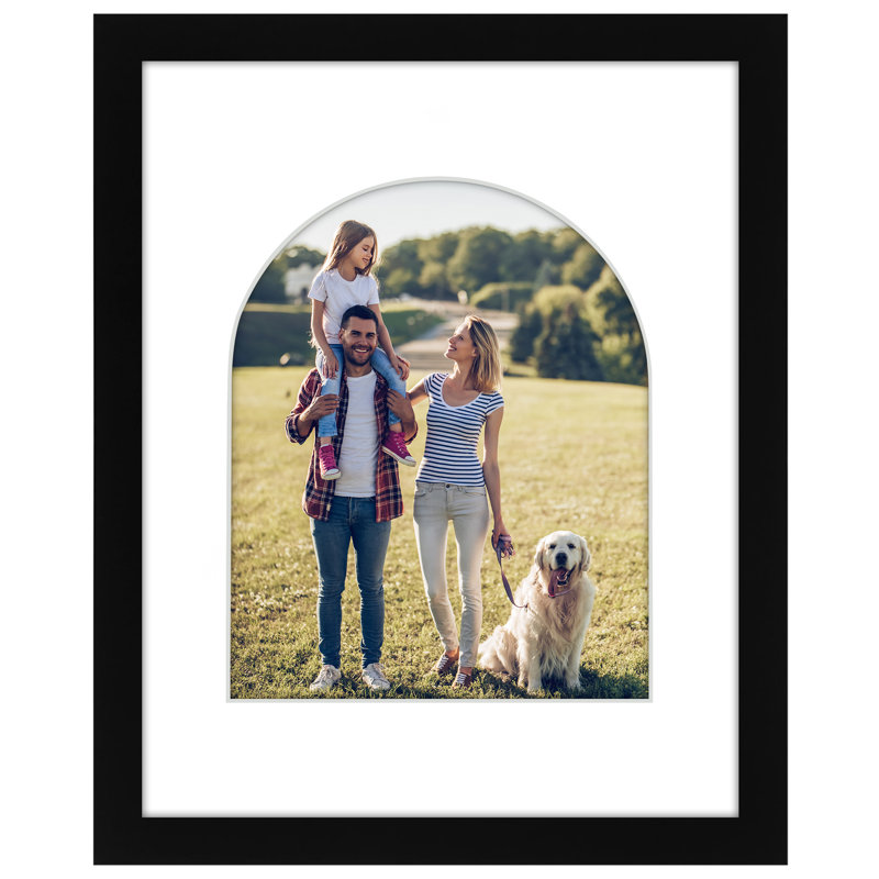 Cadre photo avec tapis en forme d'arche - Idéal pour toute pièce, salon, dortoir, Black, 11 po x 14 po