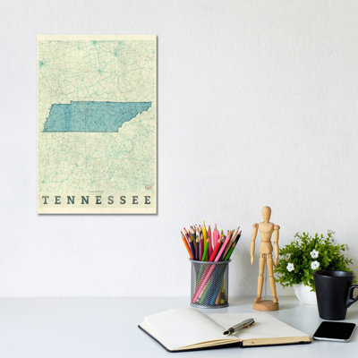 Tennessee Map 1 Piece Wrapped Canvas Wall Art