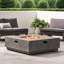 Modern Square Fireplace With 50,000 , Iron Structure, 39.85"x39.85"x12.87", No Assembly, Stone Grey Finish, Propane Fireplace, Output, Frame, Colour,