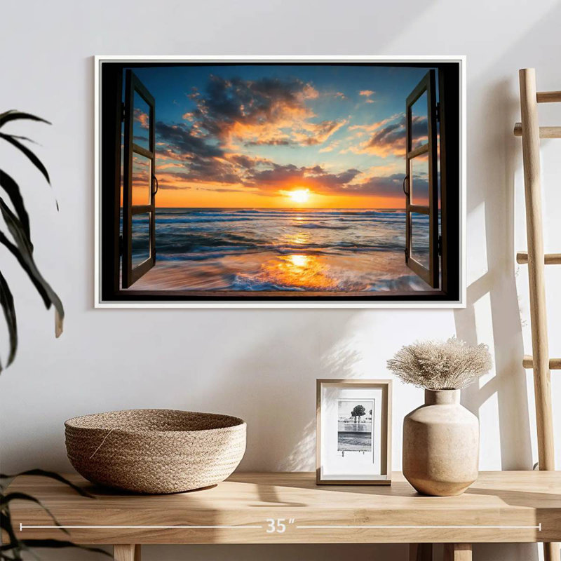 Fenêtre sur le Marcum du Pacifique, 25 po x 17 po, Cadre flottant blanc
