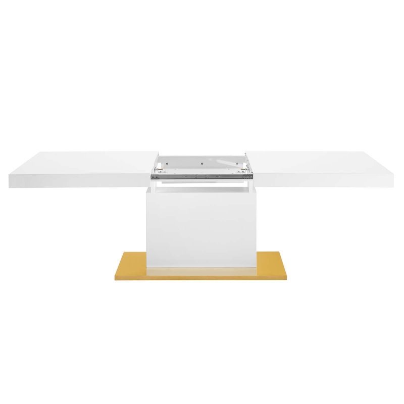 Vector Expandable Dining Table, White/Gold, White