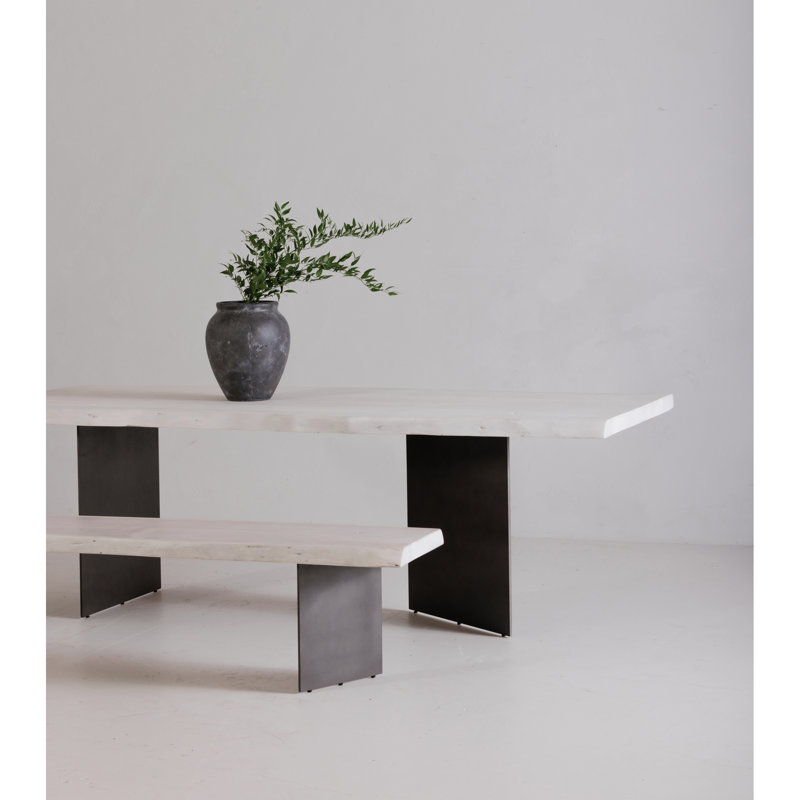 Banc en bois Roberto 92 "Live Edge, Blanc