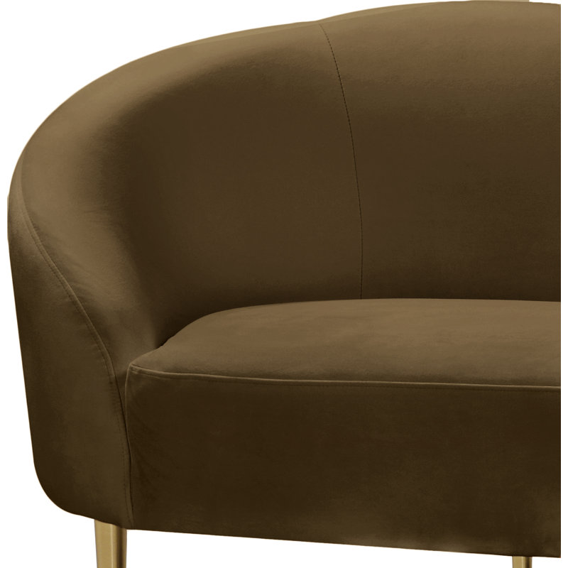 Causeuse courbée en velours 67 po Shurtz, Velours brun