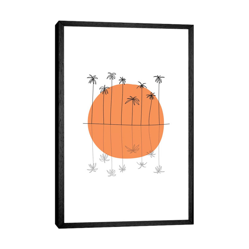 Sunset Palm - Print on Canvas, Black Framed, 101.6 cm H x 66.04 cm W