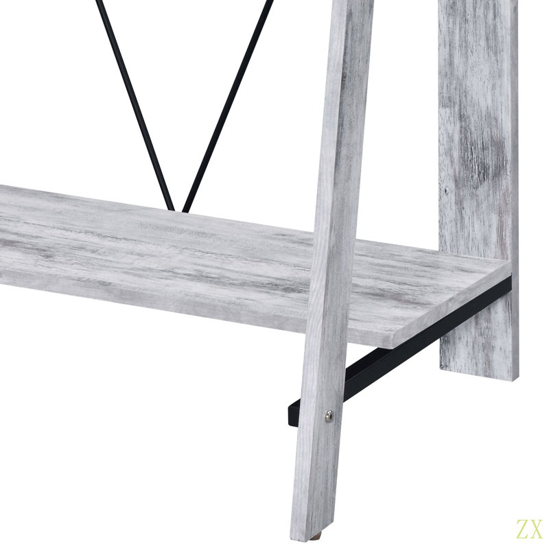 Writing Desk With Upper Shelf, Gray