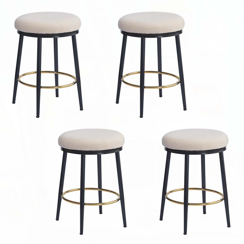 Tabouret de comptoir moderne 24,75 po Yamanda, Blanc, Ensemble de 4