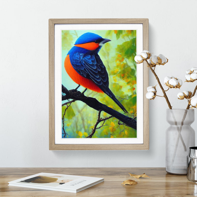 Breathtaking Bird - Single Picture Frame Print, 46cm H x 34cm W x 2cm D, Oak