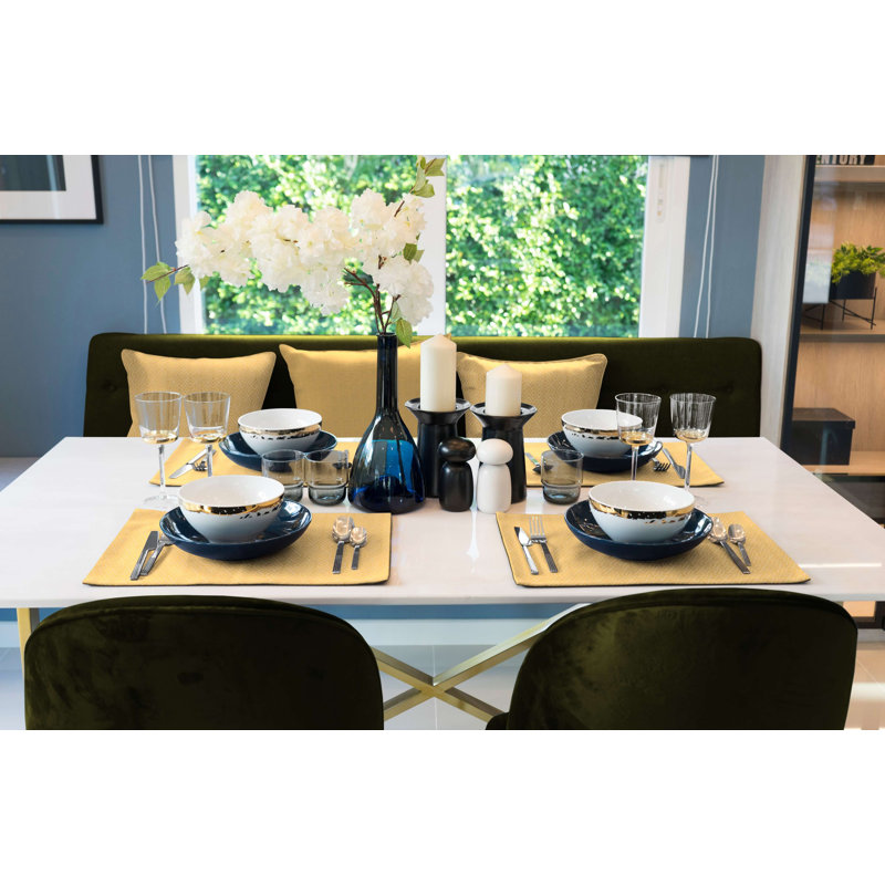 Salguero Cotton Geometric Rectangle Placemat, Yellow