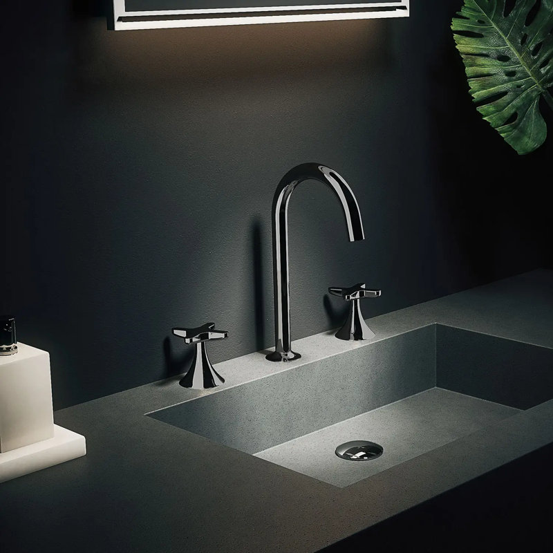 Ora Luxury Three-Hole Bathroom Faucet, Brushed Gold
