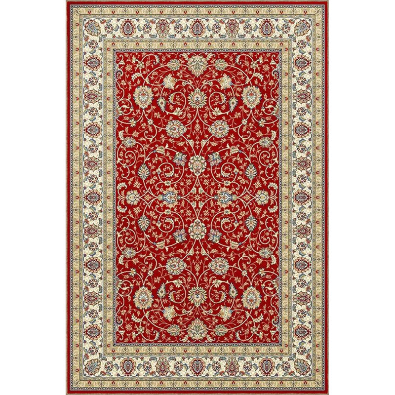 Tapis décoratif rouge à motif floral rouge à motif lavable à la machine, Sous-tapis carré 3 pi 3 po inclus