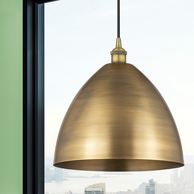 Luminaire suspendu conique à 1 lumière, Noir mat, Laiton brossé